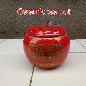 China Rode patroon, klassieke, keramische opslagtank, thee pot, jar, teacaddy, grootte ongeveer 9*10 CM