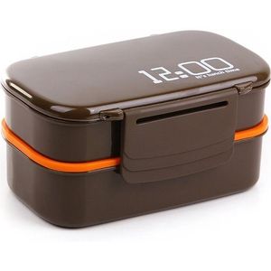 Grote Capaciteit 1400Ml Dubbele Laag Plastic Lunchbox 12:00 Magnetron Bento Box Voedsel Container Lunchbox Bpa Gratis