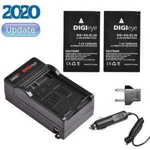 2Pcs EN-EL20 EN-EL20A Batterij + Charger Kit Voor Nikon Coolpix P1000, Nikon 1 J1, J2, j3, Nikon 1 S1, Nikon 1 V3, Nikon 1 AW1