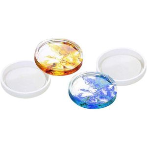 4 Pack Ronde Siliconen Coaster Mallen, Clear Epoxy Mallen Voor Casting Met Hars, Beton, cement En Polymeer Klei