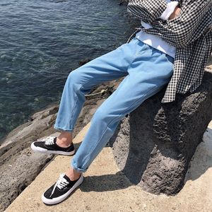 Jeans Mannen Solid Enkellange Rechte Broek Eenvoudige All-Match Dagelijks Harajuku Plus Size 5XL Mens Koreaanse Stijl losse Ulzzang