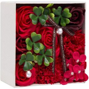 1 doos DIY Simulatie Rose Handwerk Zeep Bloem Met Lint Bruiloft Souvenir Valentijnsdag Verjaardag Mooie Moeder