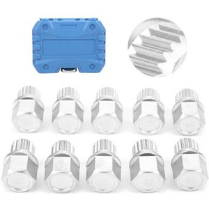 10Pcs Wiel Locking Lug Moer Sleutel Set Remover Installatie Anti-Diefstal Kit