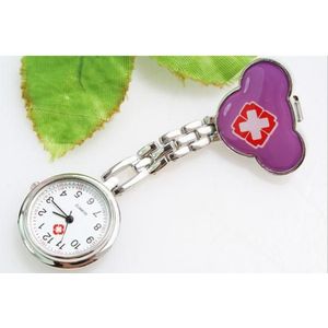 Clip Verpleegster Arts Hanger Pocket Quartz Rode Kruis Broche Verpleegkundigen Horloge Fob Opknoping Medische