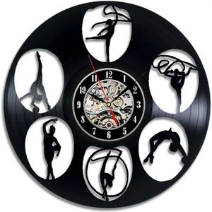 3D Dans Yoga Bodybuilding Vinyl Klokken Vintage Vinyl Record Wandklok Modern Muur Horloge Home Decor Cadeaus Voor Meisjes