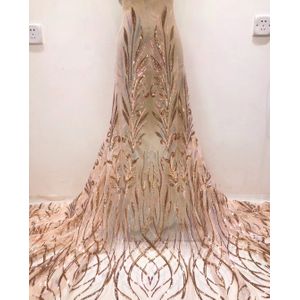 Pgc Groene Afrikaanse Kant Stof Zware Sequines Franse Mesh Kant Stof Voor Wedding Party Jurk Naaien LY101-10