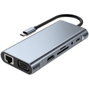 11 In 1 USB3.0 Vga Rj45 Hub Adapter Met 4K Hdmi-Compatibel Multipoort Kaartlezer Sd Tf Pd video Multi Poorten Adapter