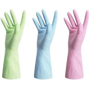 Rubberen Handschoenen-Latex Keuken Schoonmaak Handschoenen Huishouden Waterdicht Afwassen Living Grote (3-Pack)