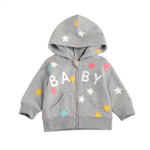 0-24M Pasgeboren Baby Jongen Meisje Lange Mouwen Star Print Rits Hooded Sweater Hoodies Lente Herfst Kleding