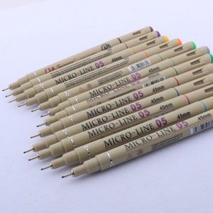 12 Kleur Pigment Liner Micron Inkt Marker Pen Art Marker Borstel Tip Zwart Fineliner Schetsen Manga Tekening Penoffice Levert