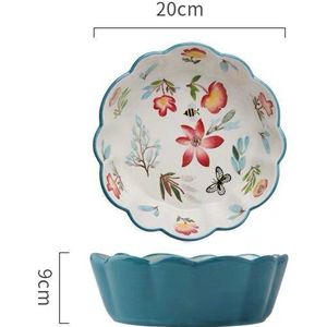 Japanese Style Hand Painted Ceramic Fruit Salad Dessert Bowl Porcelain Breakfast Rice Bowl Kitchen Tableware for Kids