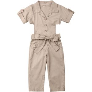 Kids Baby Meisje Kleding Korte Mouw Riem Strik Jumpsuit Outfit Britse Stijl Backless Uniform Overalls Baby Meisje Kleding