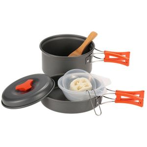 Kookpot koekenpan twee outdoor camping set pot set thuis keuken benodigdheden non-stick pan aluminium pot met handvat