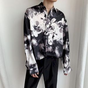 Nicemix Bloemenprint Heren Shirts Casual Shirt Button Up Met Lange Mouwen Blouse Wit Herenkleding Streetwear Zomer Gothic Top