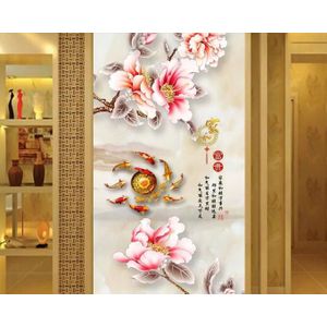 Beibehang Mode persoonlijkheid zijden doek 3d behang 3D rijkdom boom pioen veranda achtergrond muur papers home decor decoratie