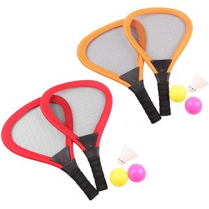 5Pcs Kinderen Doek Tennisracket Strand Rackets Beachball Racket Kids Outdoor Benodigdheden (Rood 2 Stuks Racket, 1Pc Badminton, 2Pcs Oce