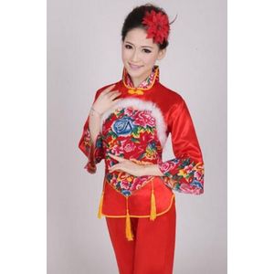Jaar Rode Hanfu Vrouwen Chinese Traditionele Pak Nationale Jongere Stijl Kleding Fan Yangko Podium Dansen Kleding Kostuums