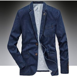 Mens Denim Blazer Mannen Mode Vintage Jasje Mannelijke Blauwe Jas Denim Jas Mannen Slim Fit Jeans Blazers Uitloper