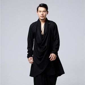 Losse Stijl Plus Size Mannen Chinese Traditionele Kostuums Taichi Uniform Ademend V-hals Kung Fu Tang Mannelijke Linnen Gown