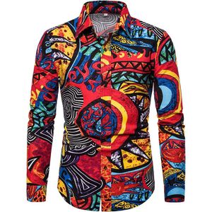 Vintage Paisley Print Shirt Mannen Camisa Masculina Lange Mouw Heren Dress Shirts Slim Fit Hawaiian Shirt Chemise Homme