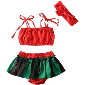 0-24M Zomer Mooie Baby Baby Meisjes Kleding Sets 3 Pcs Watermeloen Print Mouwloos Vest Tops + Shorts + Hoofdband