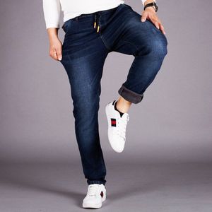 Mannen Winter Jeans Stretch Eiland Fleece Warme Broek Plus Size 4XL 5XL 6XL Denim Elastische Slim Fit Mannelijke Fluwelen Man blauwe Broek