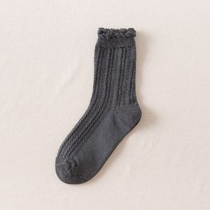 Stroken Ruffle Sokken Japanse Stijl Kawaii Leuke Katoenen Sokken Vrouw Harajuku Retro Casual Effen Kleur Wit Zwart Beige Crew Sokken