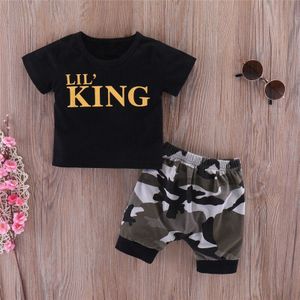 Kinderkleding Sets Populaire Jongens King Brief Camouflage Korte Mouw Pak Korte Mouwen + Broek Herfst Winter Dragen Baby