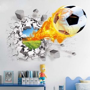 50*70CM basketbal fire voetbal auto gebroken muur creatieve 3D groen muurstickers home DIY decoratieve muurstickers papier
