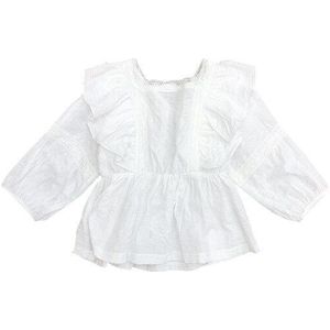 2022 Lente Meisjes Lange Mouwen Wit Blouses Kids Katoen Blouses