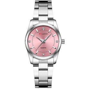 Vrouwen Roze Armband Horloge Luxe Kleine Dames Casual Zilver Stalen Band Quartz Jurk Horloges Diamant Waterdichte Klok