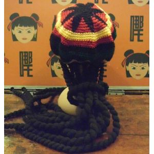 Handgemaakte Wol Breien Grappige hoed rood/gele streep elastische Ingewanden Hip hop caps Creatieve hoeden