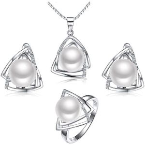 925 sterling zilveren parel sieraden set omvat natuurlijke zoetwater parels ketting ring oorbel fijne sieraden sets Sinya tz09044