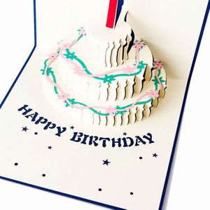 1Pcs 13*16cm Cake Multicolor 3D Pop Up Kaarten Met Vintage Voor Beste Wensen Van Verjaardag kaart (Willekeurige Kleur)