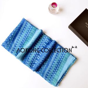 goede lichtgewicht blauw kleur tribal gedrukt hmong sjaal hijab wraps vrouwen aztec moslim sjaals