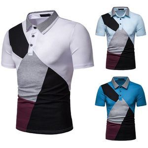 Afdrukken Blauw Patchwork Zomer heren Polo Katoen Polo Shirt mannen Korte Mouwen Slanke Business Casual Fit tops