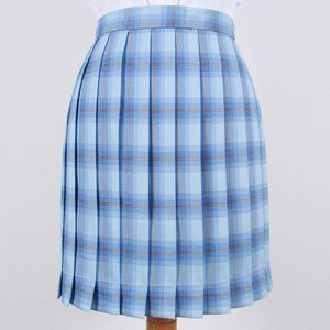 Vrouwelijke Japanse Meisjes Jk Uniformen Korte Rokken Lichtblauw Zomer Plaid Geplooide Mini Rok