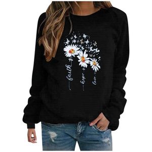 Hoodies Vrouwen Oversized Trui Casual Lange Mouw Bloemenprint Mode Winter Herfst Streetwear Vrouwelijke Sweatshirt