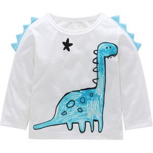 Leuke Dinosaurus Print Lange Mouwen Top In Wit Voor Baby Boy