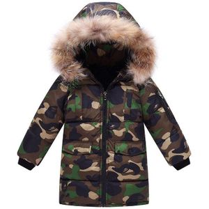 Kids Sneeuw Overalls Winter Snowsuit Lange Mouwen Met Grote Bont Hoodies Print Lange Stijl Kids Sneeuw Jassen Peuter Jongen kleding