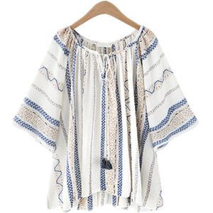 Zomer stijl Kimono blouses top Plus size XL-5XL Streep Gedrukt Casual Vrouwen shirts blusas tops vintage body