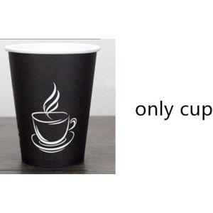 50 Stuks Black Wegwerp Koffie Cup 250 Ml 400 Ml 500 Ml Koud En Warm Drank Paper Cups met Deksel Takeaway Pakket