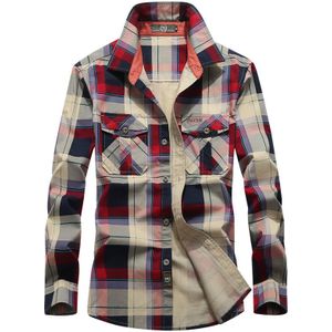 Plaid Flanel Shirt Mannen Lente Herfst Toevallige 100% Katoen Lange Mouw Streetwear Losse Shirts Camisa Masculina