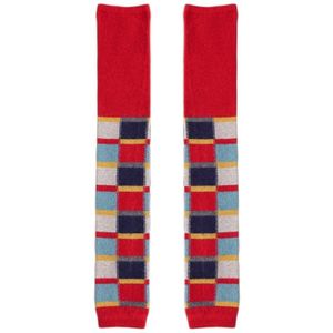 K1ME Vrouwen Winter Knit Faux Wol Dij Hoge Sokken Veelkleurige Gestreepte Plaid Print Extra Lange Beenwarmers Boot Cover Stocking