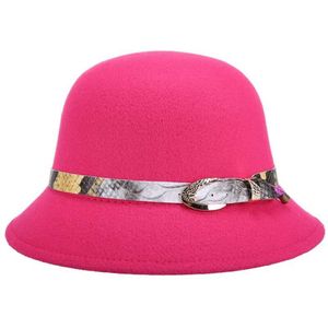Casual Bowler Top Hoed Voor Vrouwen Winter Cloche Caps Mode Gevlochten Riem Vintage Voelde Brede Rand Zwart Fedora Emmer hoed