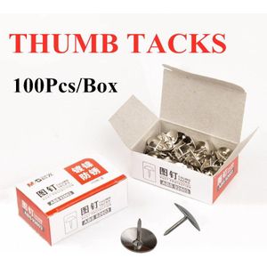 Terug Bulletin Board Papier Metaal Kantoor 100 Pcs Thumb Tack Pinnen Naald Box Bericht Vaste Bush Roestvrij Hoge abs92603