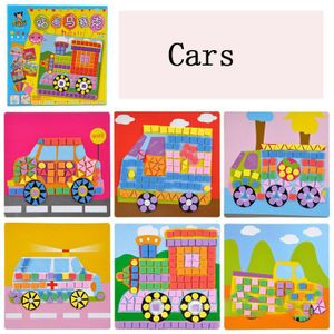 Eva Mozaïek Stickers Art Puzzels Dieren/Voertuigen/Auto Diy Educatief Speelgoed
