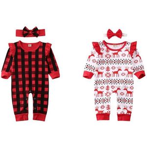 Kerst Baby Meisjes Romper Jumpsuit Broek Mode Pasgeboren Babe 0-18M Plaids Herten Print Leuke Xmas Fall Outfits kleding Set