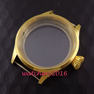 Geborsteld 43mm Parnis rose golden roestvrij case 6497 6498 beweging horloge Case