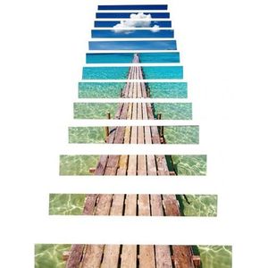 13 stks/set Stijlvolle Stille Zee Landschap Trappen Stap Sticker Decals Home Decoratie